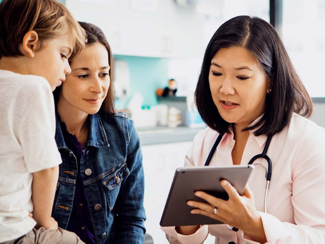 Dr. talking to patients