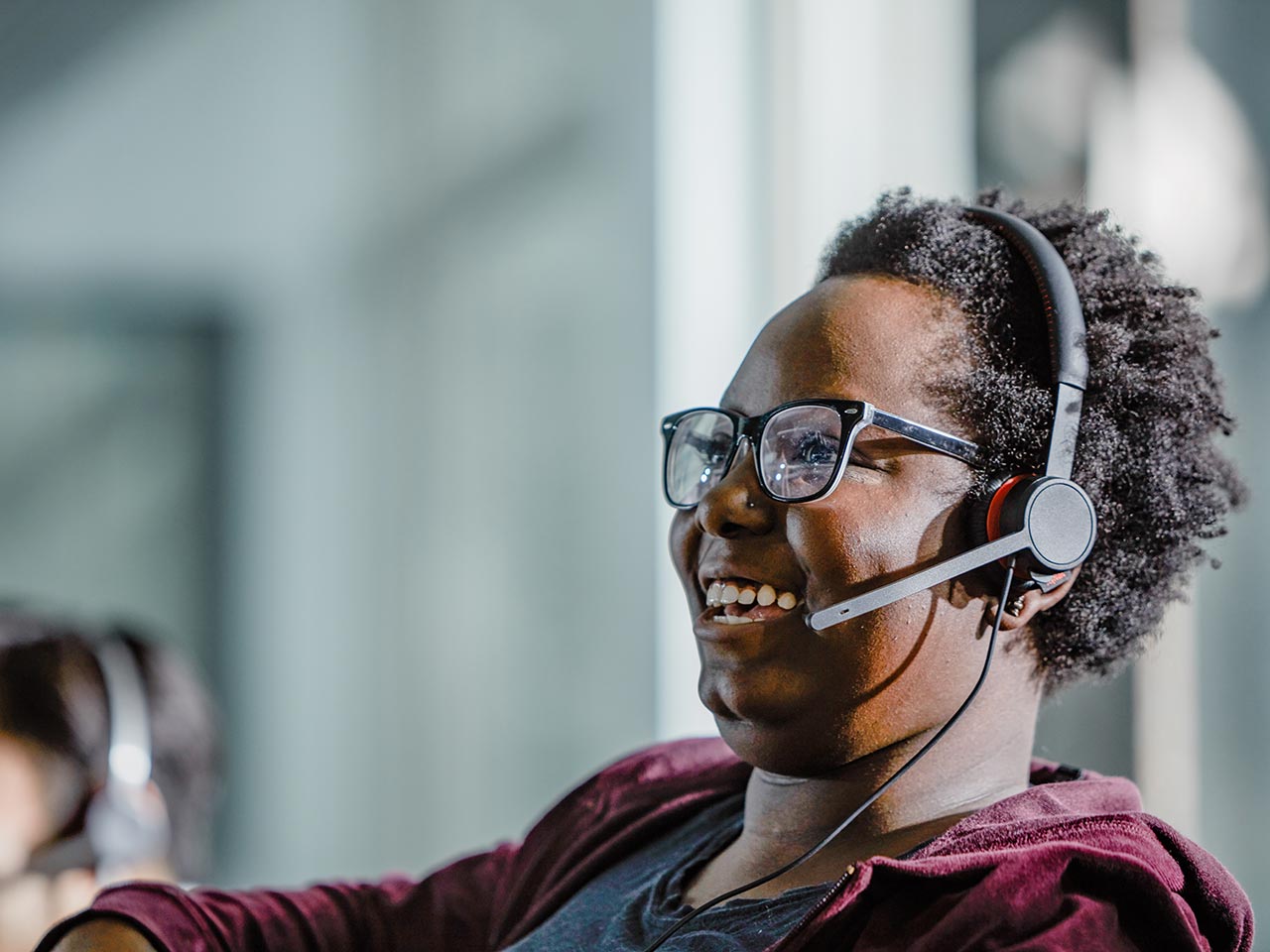 Call Center agent with headset.