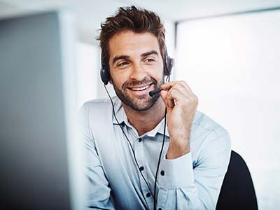 Call center agent working in an office.