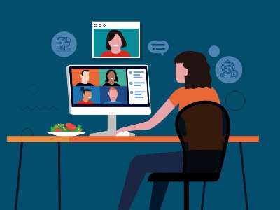 Person looking intently at a computer screen