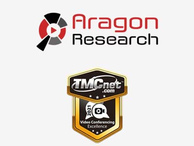 Aragon Research and 2021 TMCnet Video Conferencing Excellence Award winner logos