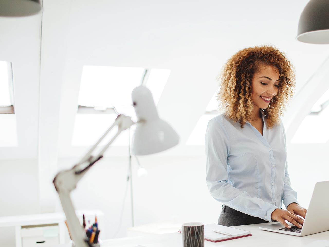 Woman working on a laptop