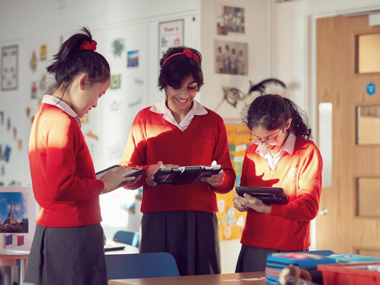 Students working on computer