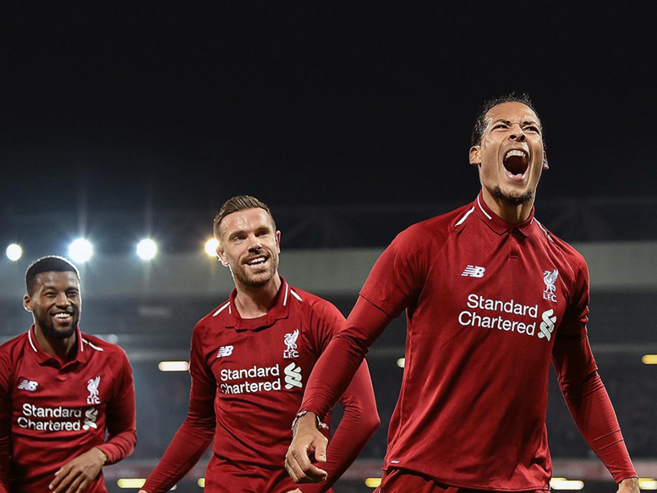 Soccer players celebrating