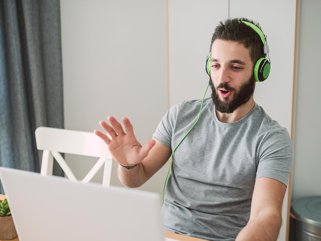 Man working remotely on a laptop