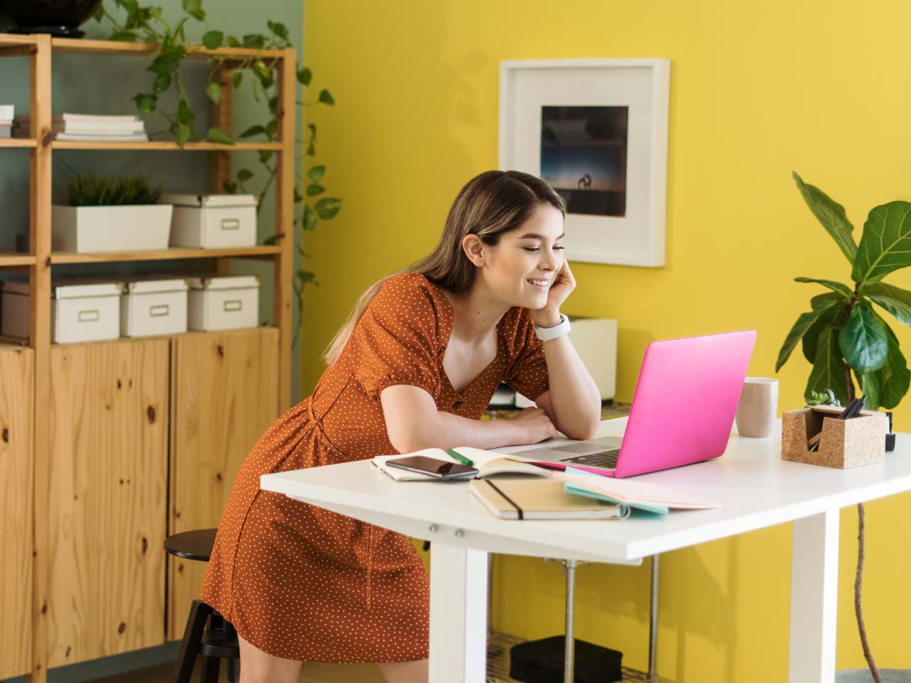 Female working on laptop