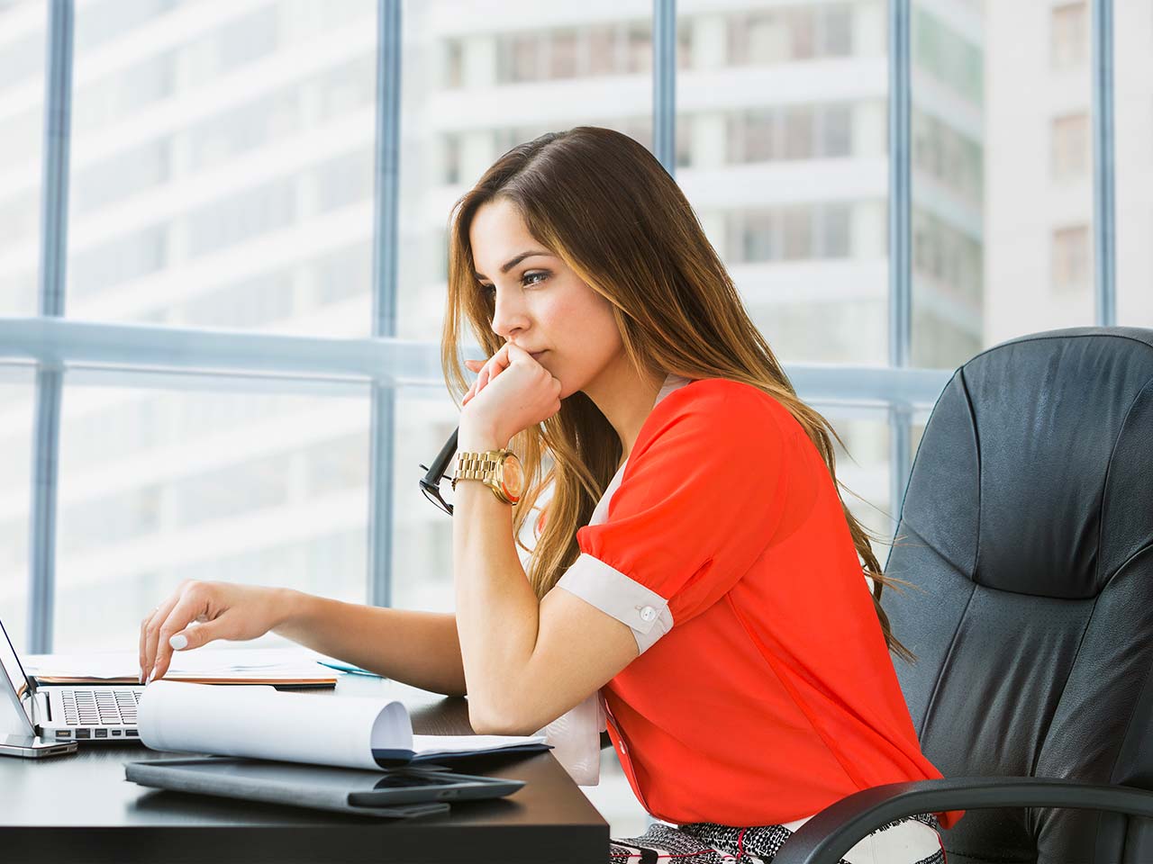 Businesswoman working at desk